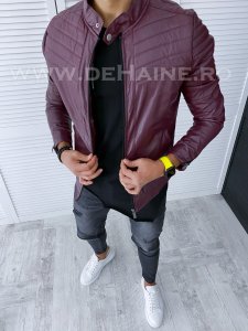 Geaca barbati grena piele ecologica B3013 Z34-1