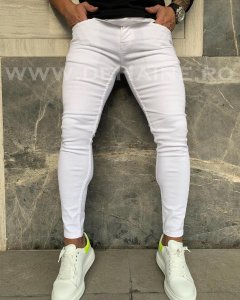 Blugi barbati conici albi B3339 H5