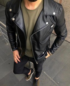 Geaca barbati neagra piele ecologica B3453 116**