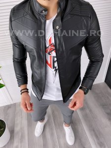 Geaca barbati neagra piele ecologica B2840 67