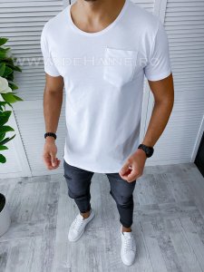 Tricou barbati alb slim fit B1961 K2-1