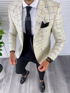 Sacou barbati in carouri slim fit B4991 79-4 E