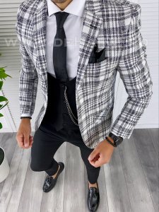 Sacou barbati in carouri slim fit B4993 72-4 E