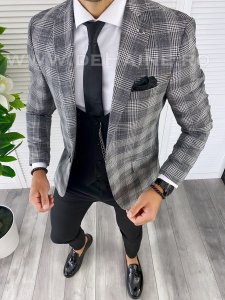 Sacou barbati in carouri slim fit B5001 85-1 E