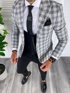 Sacou barbati in carouri slim fit B5005 8-5/ 65-5 E