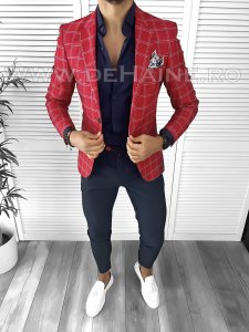 Sacou barbati rosu slim fit B4995 79-3 E