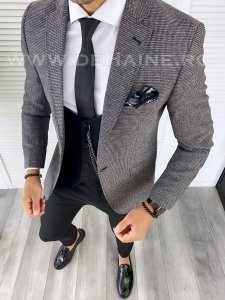 Sacou barbati in carouri slim fit B5024 81-1 E
