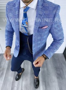 Sacou barbati in carouri slim fit B5286 88-1 100B-2 E