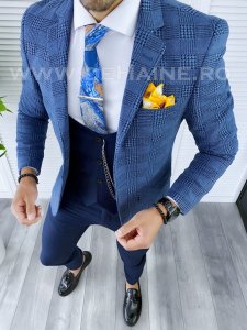 Sacou barbati in carouri slim fit B5292 88-2 E