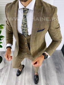Costum barbati slim fit + Vesta maro B5362 s16 E