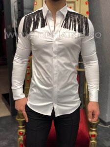 Camasa barbati alba slim fit pentru evenimente B5734 5-1