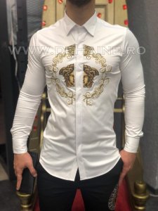 Camasa barbati alba slim fit pentru evenimente B5733 7-3