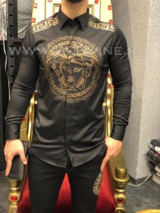 Camasa barbati neagra slim fit pentru evenimente B5784 12-4