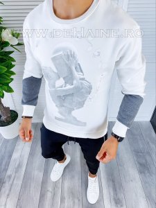 Bluza barbati alba vatuita slim fit K411 32.1-1 E 57 56-5