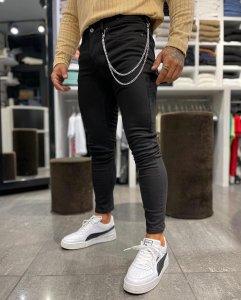 Blugi barbati conici negri B6180 D2