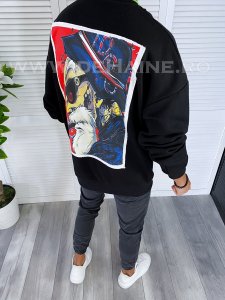 Bluza barbati oversize neagra cu imprimeu pe spate K298 I19-4 E 110-3