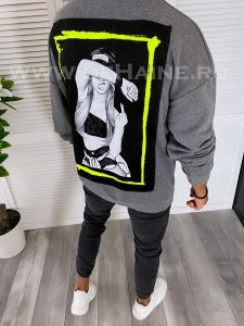 Bluza barbati slim fit gri cu imprimeu K203 E 58-5&54-3 / 91-3.3