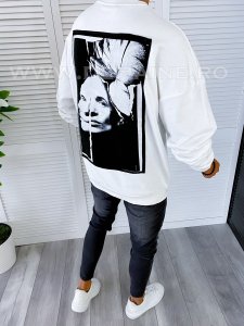 Bluza barbati alba cu imprimeu pe spate K272 i16-4.1