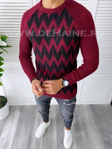 Pulover barbati gros slim fit grena T3613 108-5*