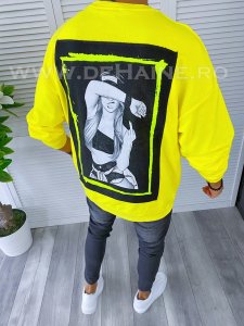 Bluza barbati slim fit galbena cu imprimeu K203 90.3-1.2