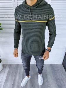 Hanorac barbati kaki slim fit T3713 P20-2.3