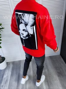 Bluza barbati rosie cu imprimeu pe spate K272 88-1