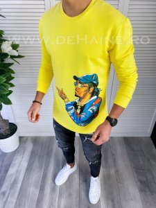 Bluza barbati galbena slim fit cu imprimeu K214 I12-5.1