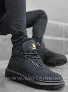 Ghete barbati negre cu talpa neagra B3190/BA0151 A33-1