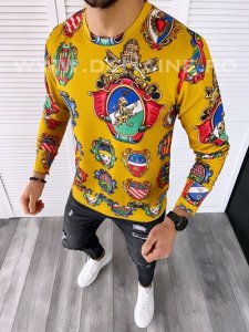 Bluza barbati mustar slim fit din silon B7661 I1-5