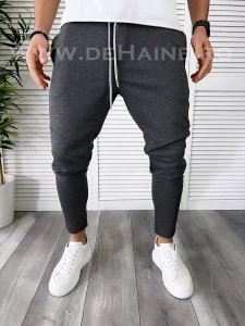 Pantaloni de trening gri inchis conici B7707 P19-1.1