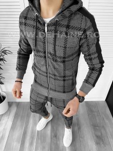 Trening barbati gri pantaloni + hanorac K420 P18-2.2