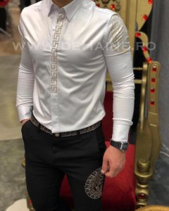 Camasa barbati alba slim fit B5508 7/8-3