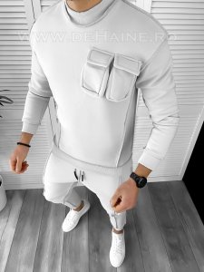 Hanorac barbati slim fit gri deschis K156 55-5