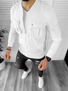 Hanorac barbati slim fit alb K034 K17