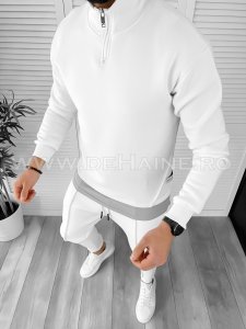 Trening barbati alb pantaloni + hanorac K182 129-1