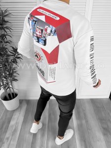 Bluza barbati alba cu imprimeu pe spate K131 35-3.1 E 122-5