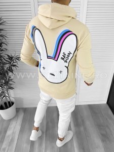 Hanorac barbati bej cu imprimeu pe spate slim fit K082 31-3 E 124-4