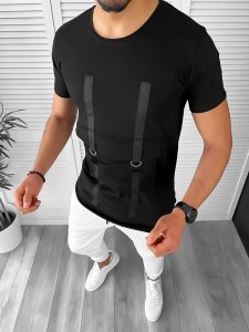 Tricou barbati negru slim fit Vagabond B1954 K8-3 / P0-3.3