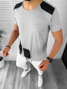 Tricou barbati slim fit asimetric B1946 K1-1