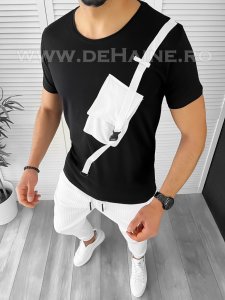 Tricou barbati slim fit negru B1953 V4-1.3