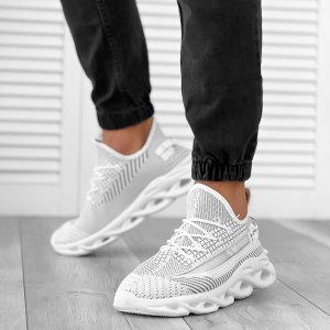 Adidasi barbati albi casual LM037 A17-2