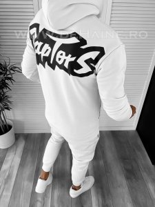 Hanorac barbati alb slim fit cu imprimeu pe spate K093 I7-4
