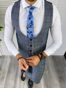 Pantaloni barbati casual regular fit in carouri B5548 N3-6.3