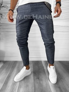 Pantaloni barbati casual regular fit gri in carouri B7872 154-3 E