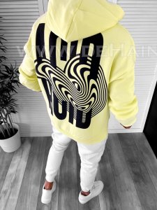 Hanorac barbati galben cu imprimeu pe spate K080 55-2