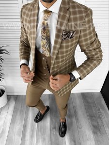 Costum barbati slim fit maro B7924 17-2 E