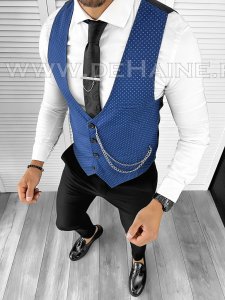 Vesta barbati eleganta slim fit albastra B8138 141-6 E