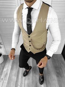 Vesta barbati eleganta slim fit bej B8108 140-6 E