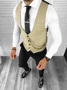 Vesta barbati eleganta slim fit bej B8139 75-4 E