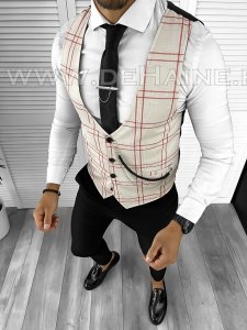 Vesta barbati eleganta slim fit bej B8078 140-6 E/ 203-3